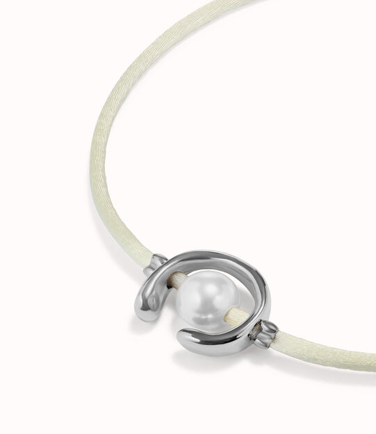 Bracciale in filo crema con perla shell assortimento placcato argento Sterling.